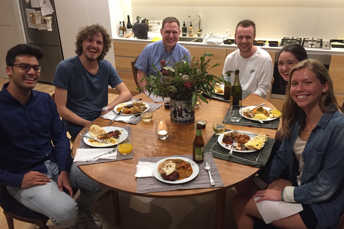 Group dinner (2019): Afnan, Stefano, Ivan, Daniel, Clare, Claire
