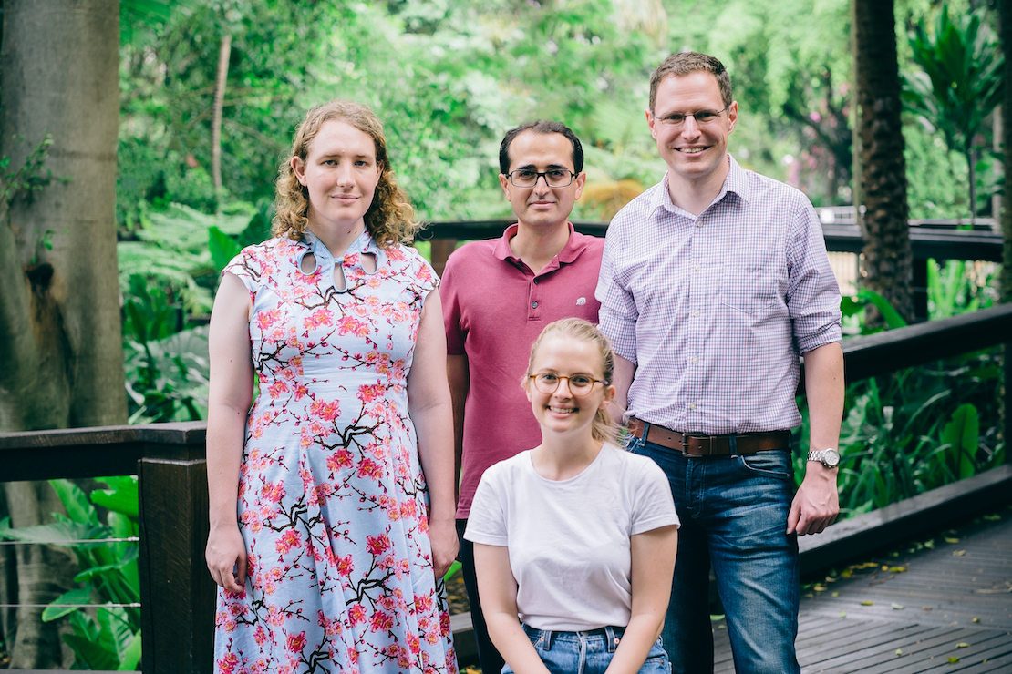 Group in 2015: Natasha, Saleh, Samantha (seated), Ivan