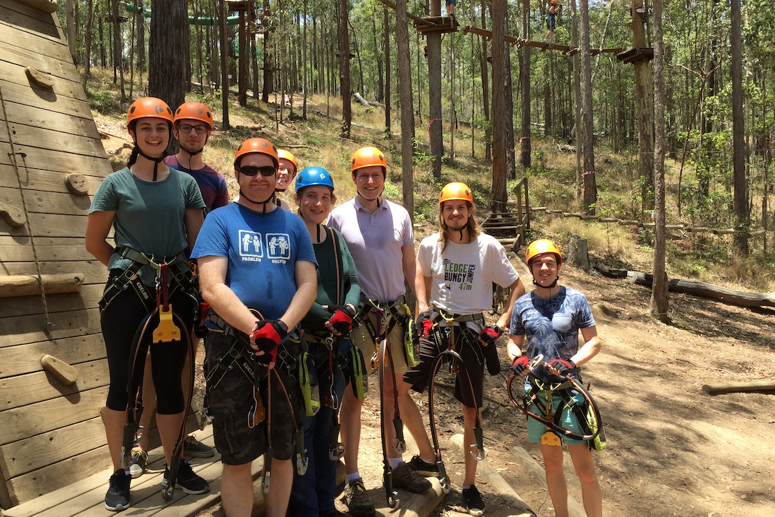 Ropes course (2016): Katie, Adam, David, Samantha, Natasha, Ivan, Stefano, someone's +1